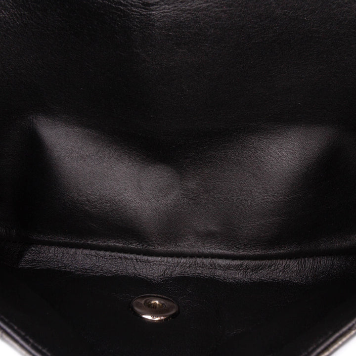 Medium Classic Striped Patent Double Flap Black - Gaby Paris