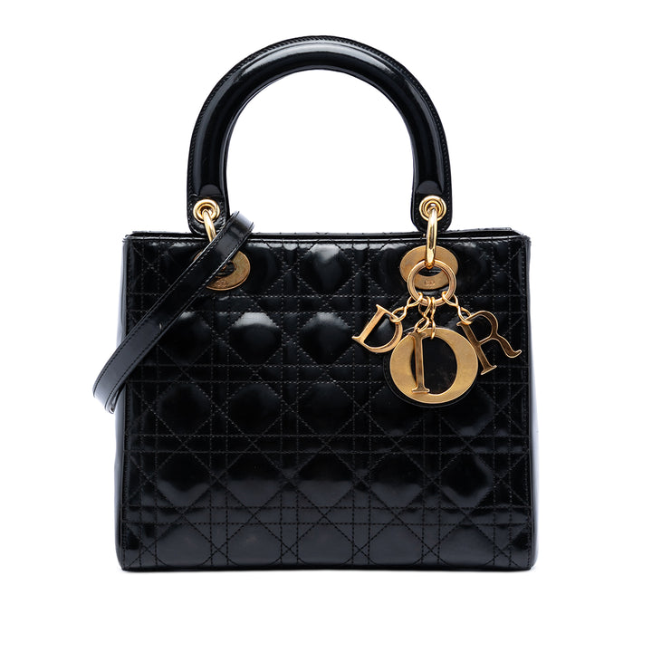 Dior Medium Cuir verni Cannage Lady Dior