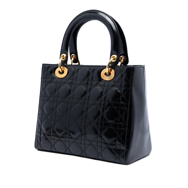 Dior Medium Cuir verni Cannage Lady Dior