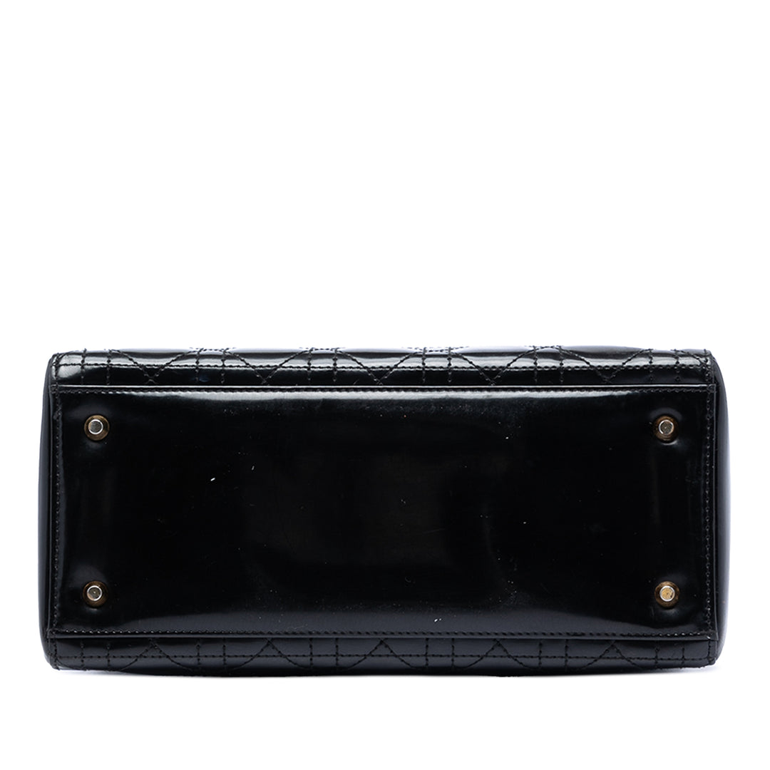 Dior Medium Cuir verni Cannage Lady Dior