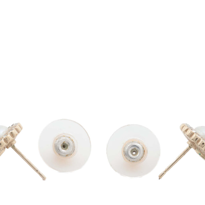 Chanel CC plaqué Perles fantaisie Strass Bullet Back Boucles d’oreilles