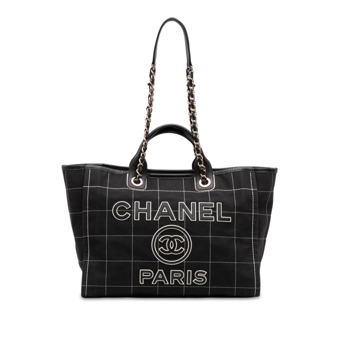 Chanel Carré Stitch Deauville Cabas Moyen Toile