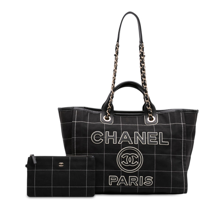 Chanel Carré Stitch Deauville Cabas Moyen Toile