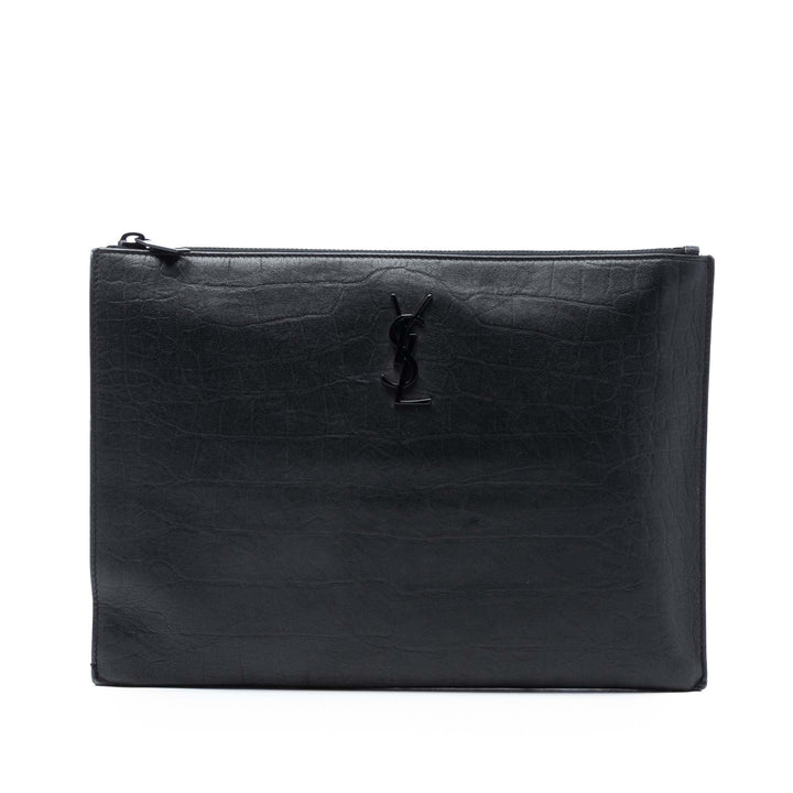 Saint Laurent Croc embossé Cuir Monogram Zip Pochette