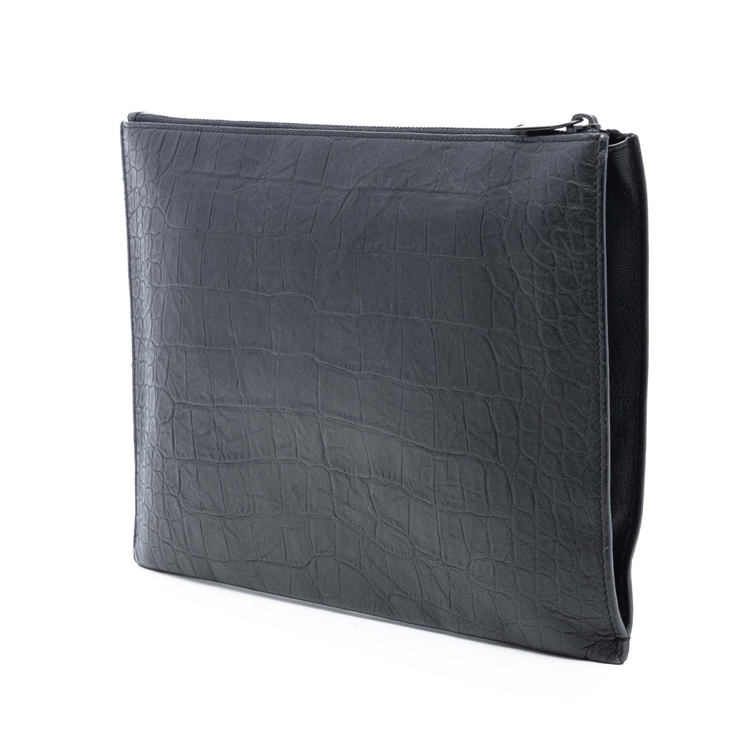 Saint Laurent Croc embossé Cuir Monogram Zip Pochette