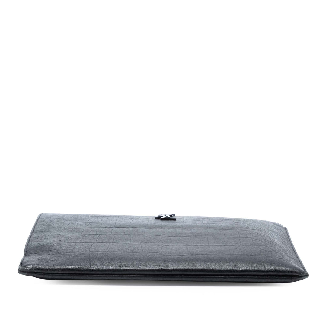Saint Laurent Croc embossé Cuir Monogram Zip Pochette