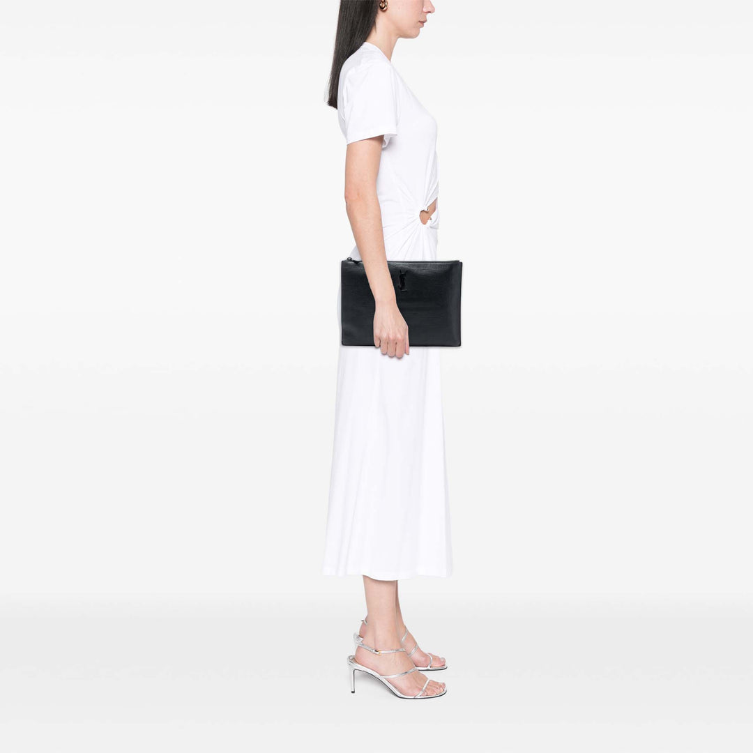 Saint Laurent Croc embossé Cuir Monogram Zip Pochette