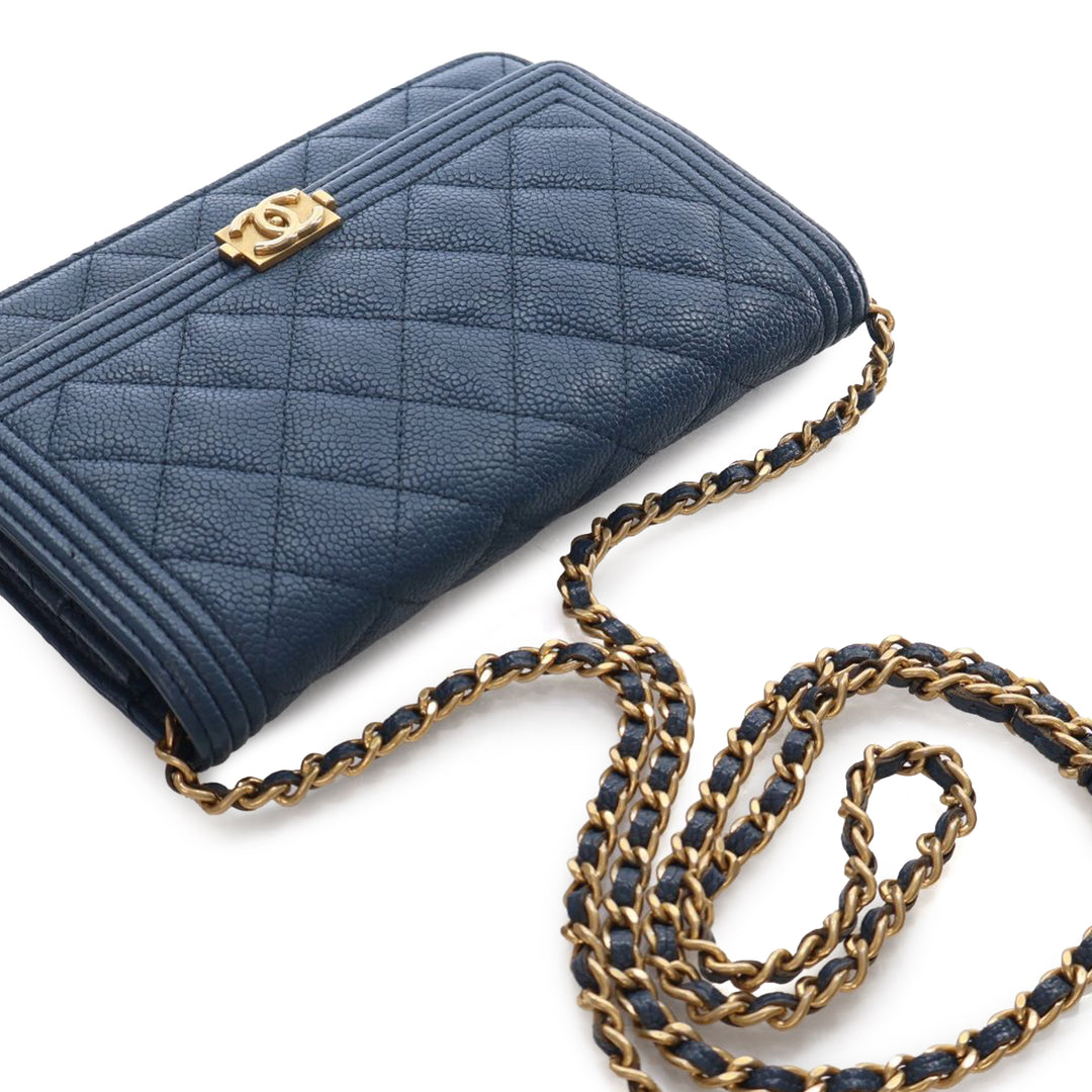 Chanel Matelassé Caviar Boy Wallet on Chain