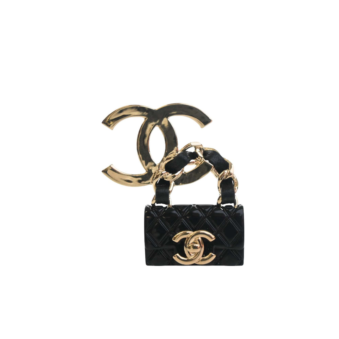 Chanel CC plaqué Matelassé Émail à rabat Sac Broche Doré – vue 4 – GABY PARIS