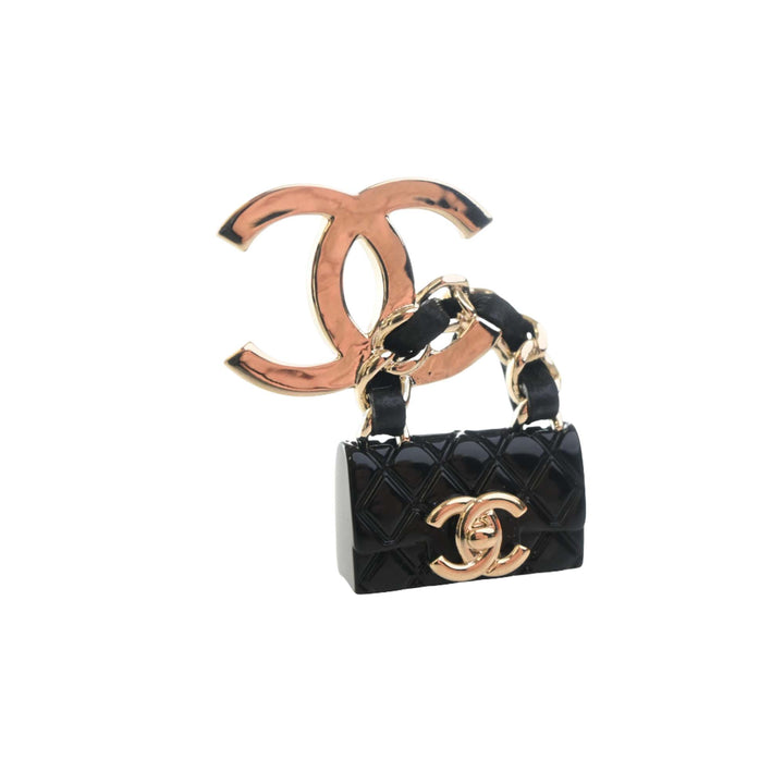 Chanel CC plaqué Matelassé Émail à rabat Sac Broche Doré – vue 5 – GABY PARIS