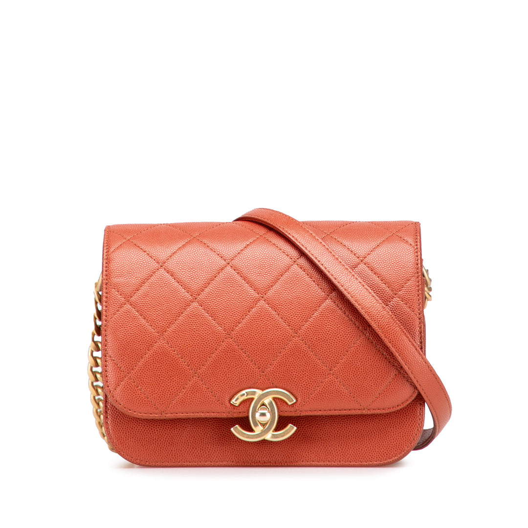 Chanel CC Matelassé Messenger Rabat simple Mini Cuir caviar