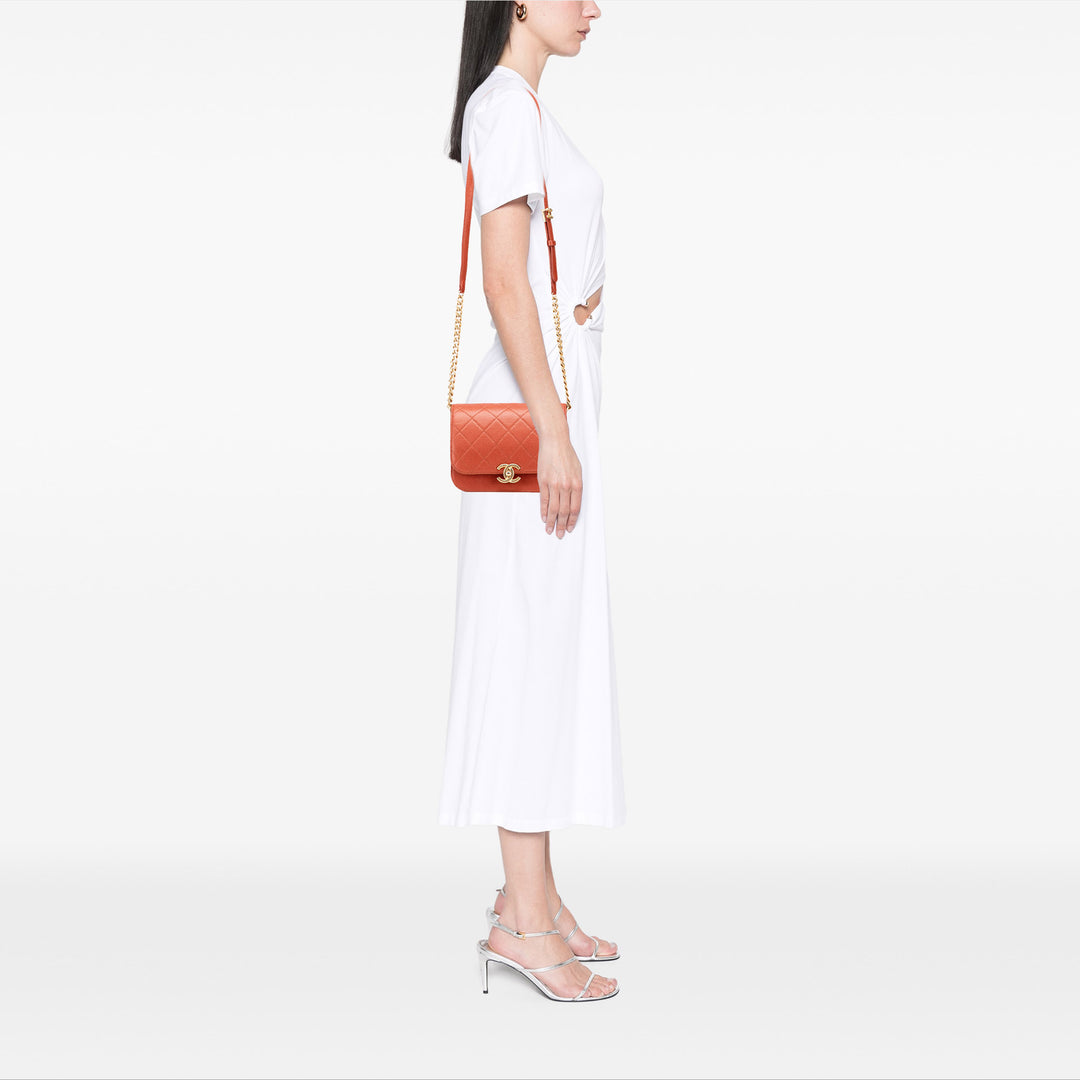 Chanel CC Matelassé Messenger Rabat simple Mini Cuir caviar