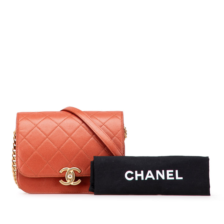 Chanel CC Matelassé Messenger Rabat simple Mini Cuir caviar