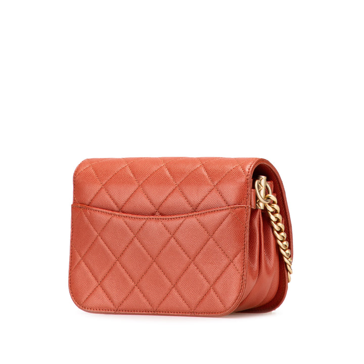 Chanel CC Matelassé Messenger Rabat simple Mini Cuir caviar