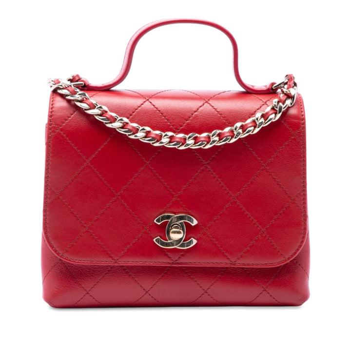Chanel Matelassé Double Poche à rabat Petit Cuir de veau Rouge