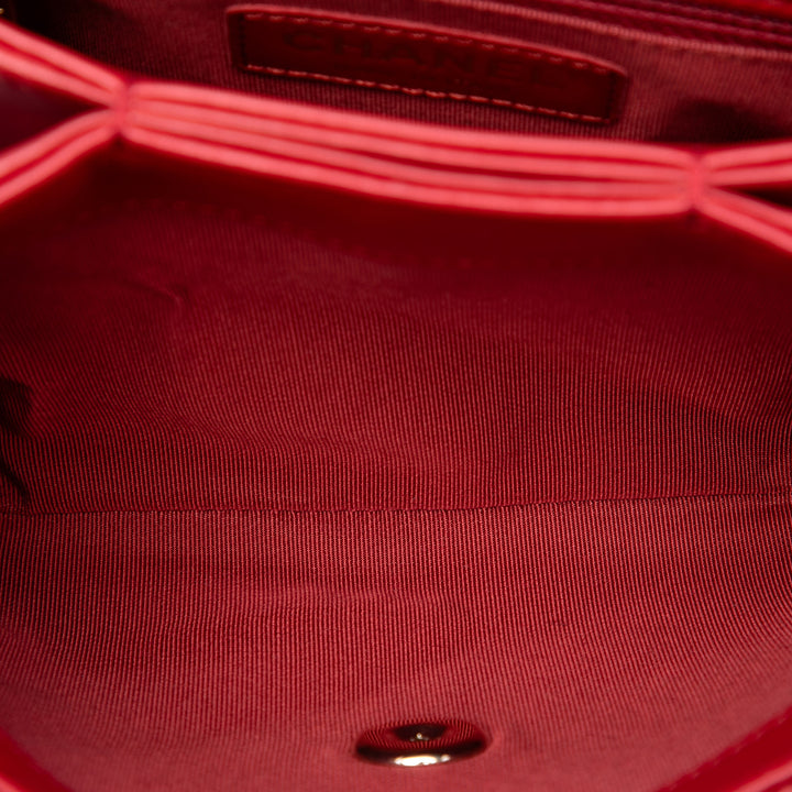 Chanel Matelassé Double Poche à rabat Petit Cuir de veau Rouge