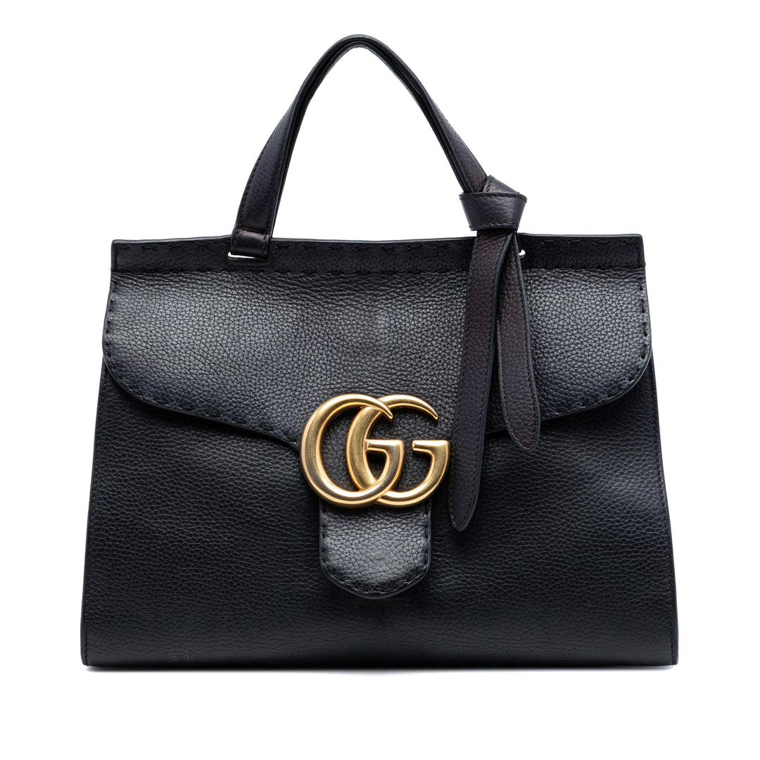 GG Marmont grainé sac à Petit Cuir de veau grainé Noir