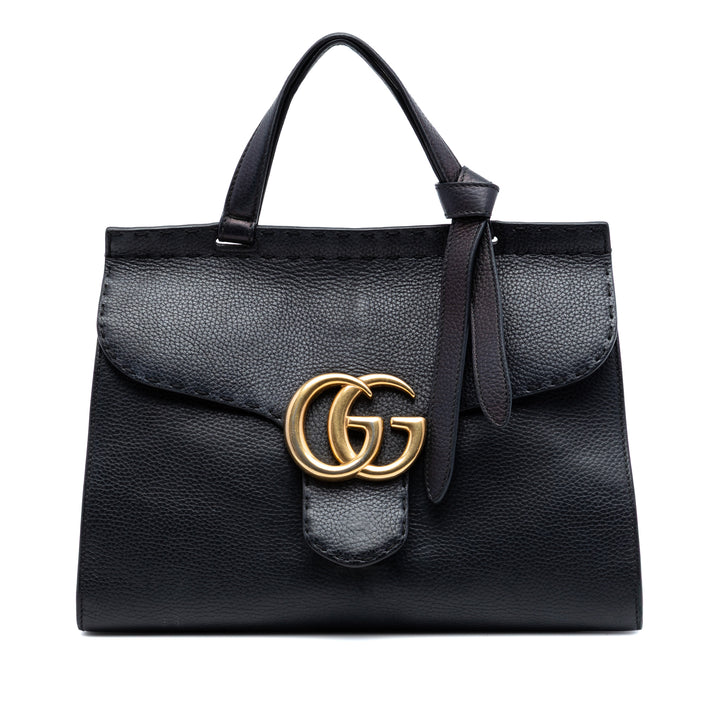 GG Marmont grainé sac à Petit Cuir de veau grainé Noir