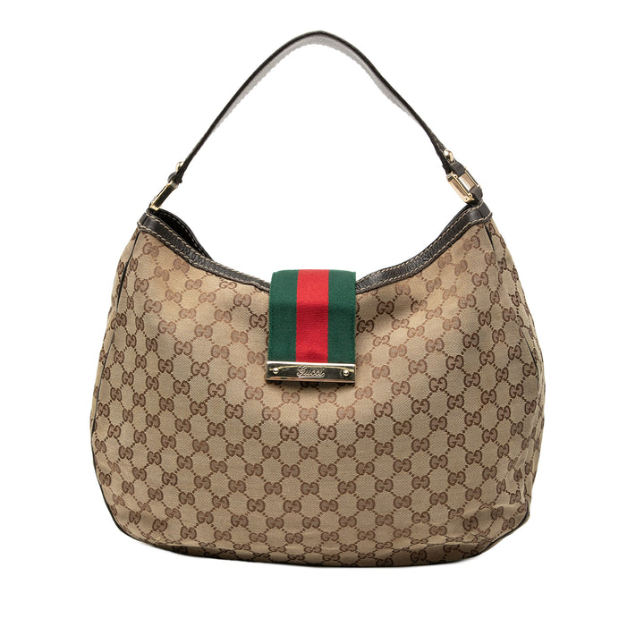 Gucci Large GG Toile Web New Ladies Hobo