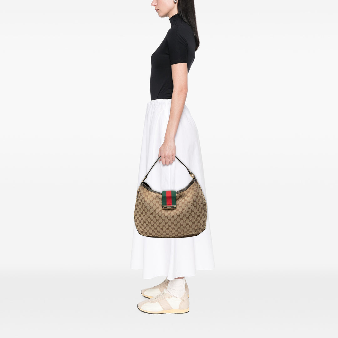 Gucci Large GG Toile Web New Ladies Hobo
