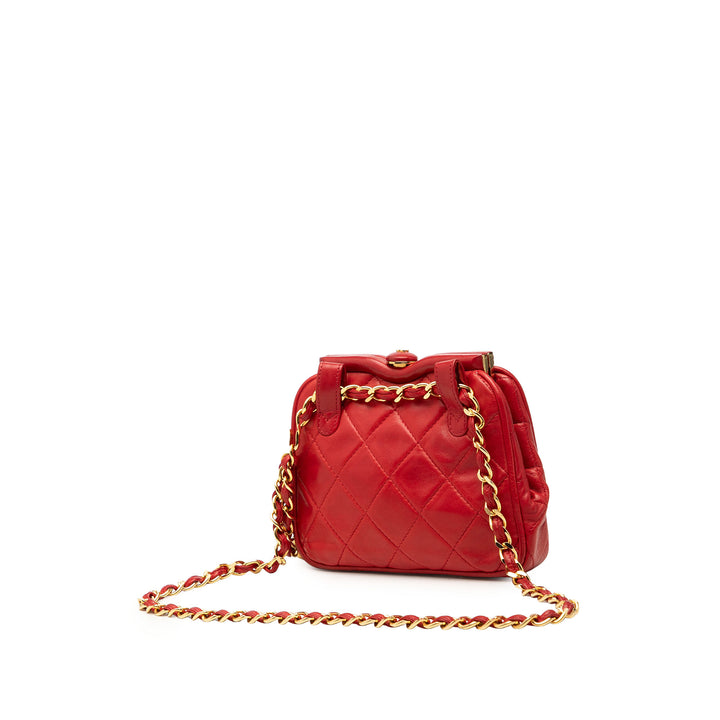 CC Matelassé Sac structuré ceinture Cuir d'agneau Rouge