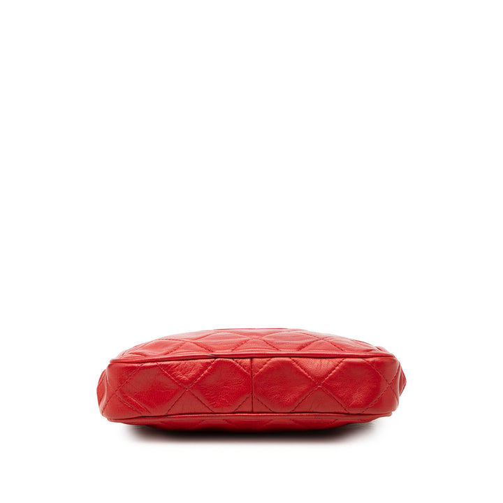 CC Matelassé Sac structuré ceinture Cuir d'agneau Rouge