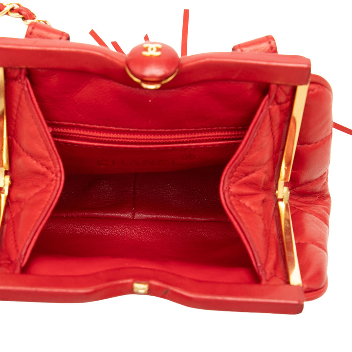 CC Matelassé Sac structuré ceinture Cuir d'agneau Rouge