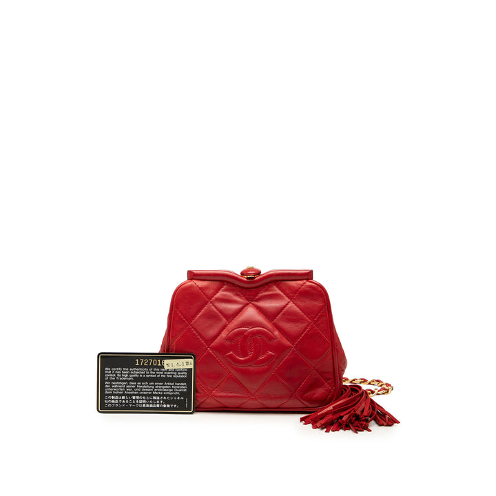 CC Matelassé Sac structuré ceinture Cuir d'agneau Rouge