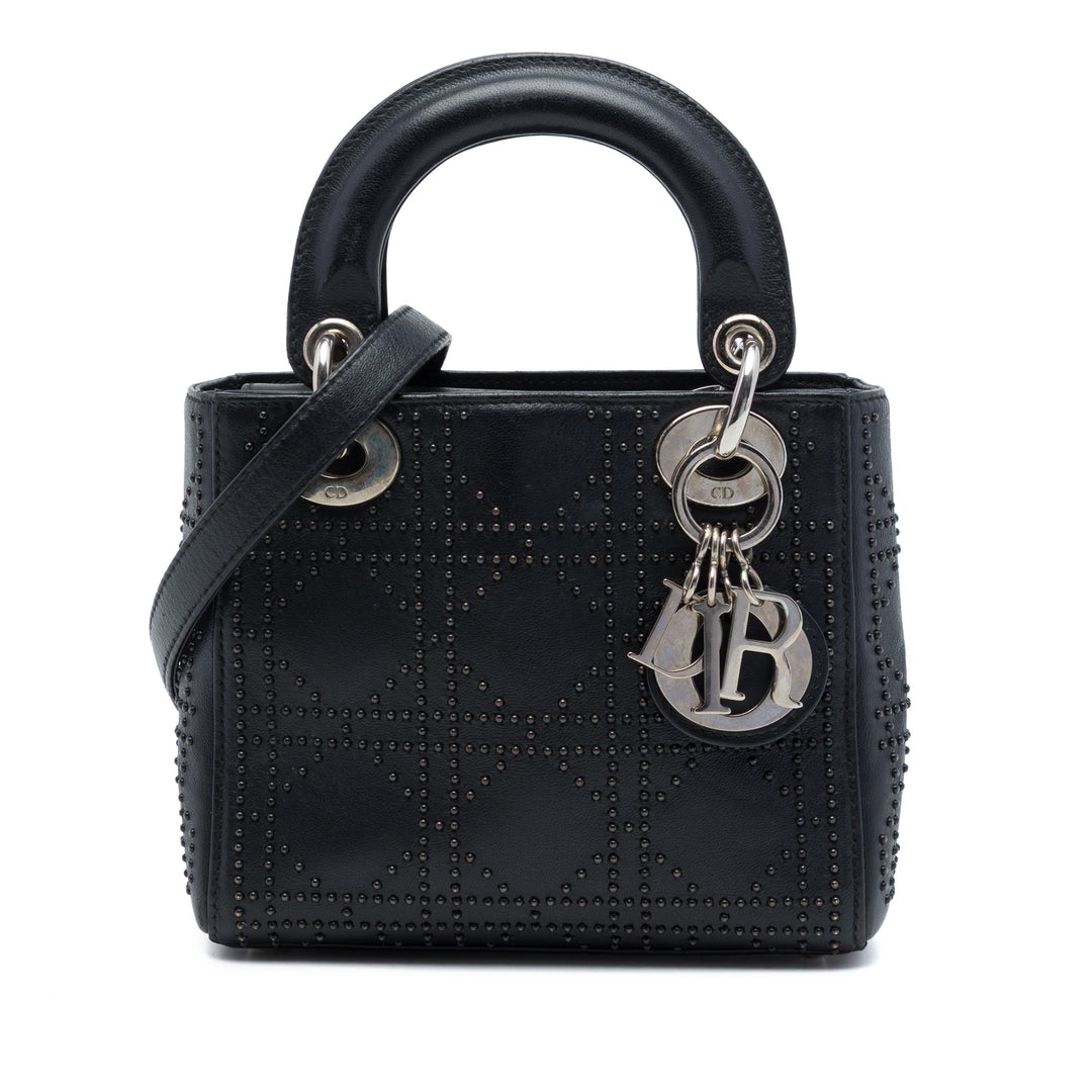 Lady Dior Cannage clouté Mini Cuir de veau Noir