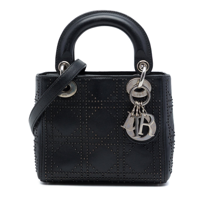 Lady Dior Cannage clouté Mini Cuir de veau Noir