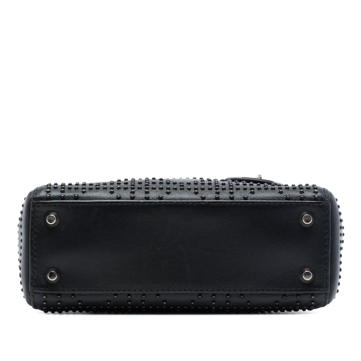 Lady Dior Cannage clouté Mini Cuir de veau Noir
