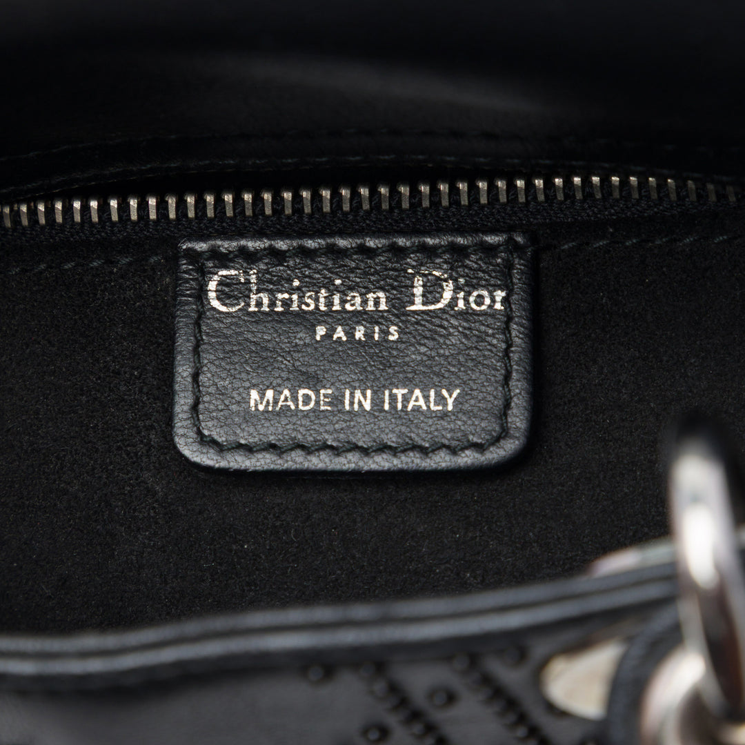 Lady Dior Cannage clouté Mini Cuir de veau Noir