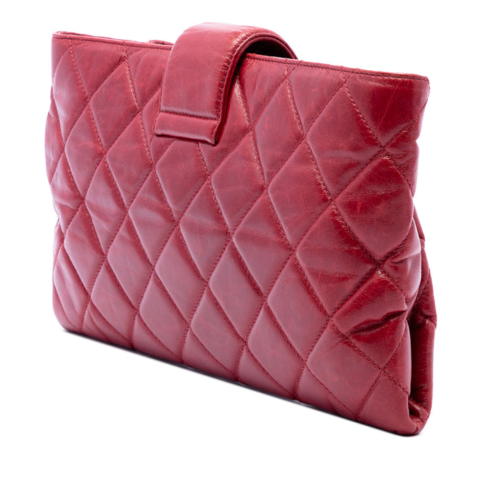 Matelassé Glacé Coco Pleats Chaîne Pochette Cuir de veau Rouge