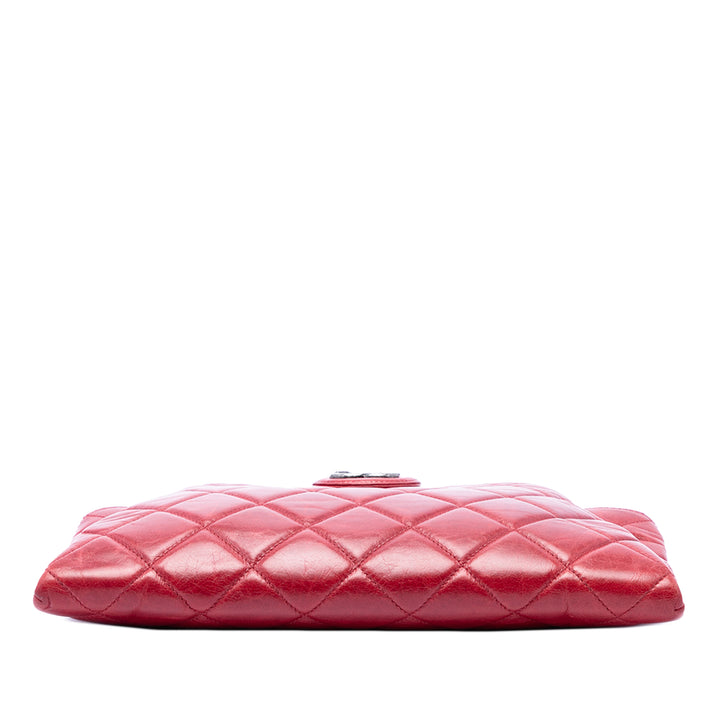 Matelassé Glacé Coco Pleats Chaîne Pochette Cuir de veau Rouge