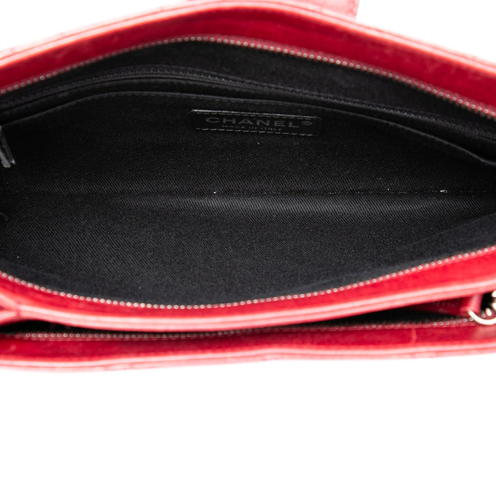 Matelassé Glacé Coco Pleats Chaîne Pochette Cuir de veau Rouge