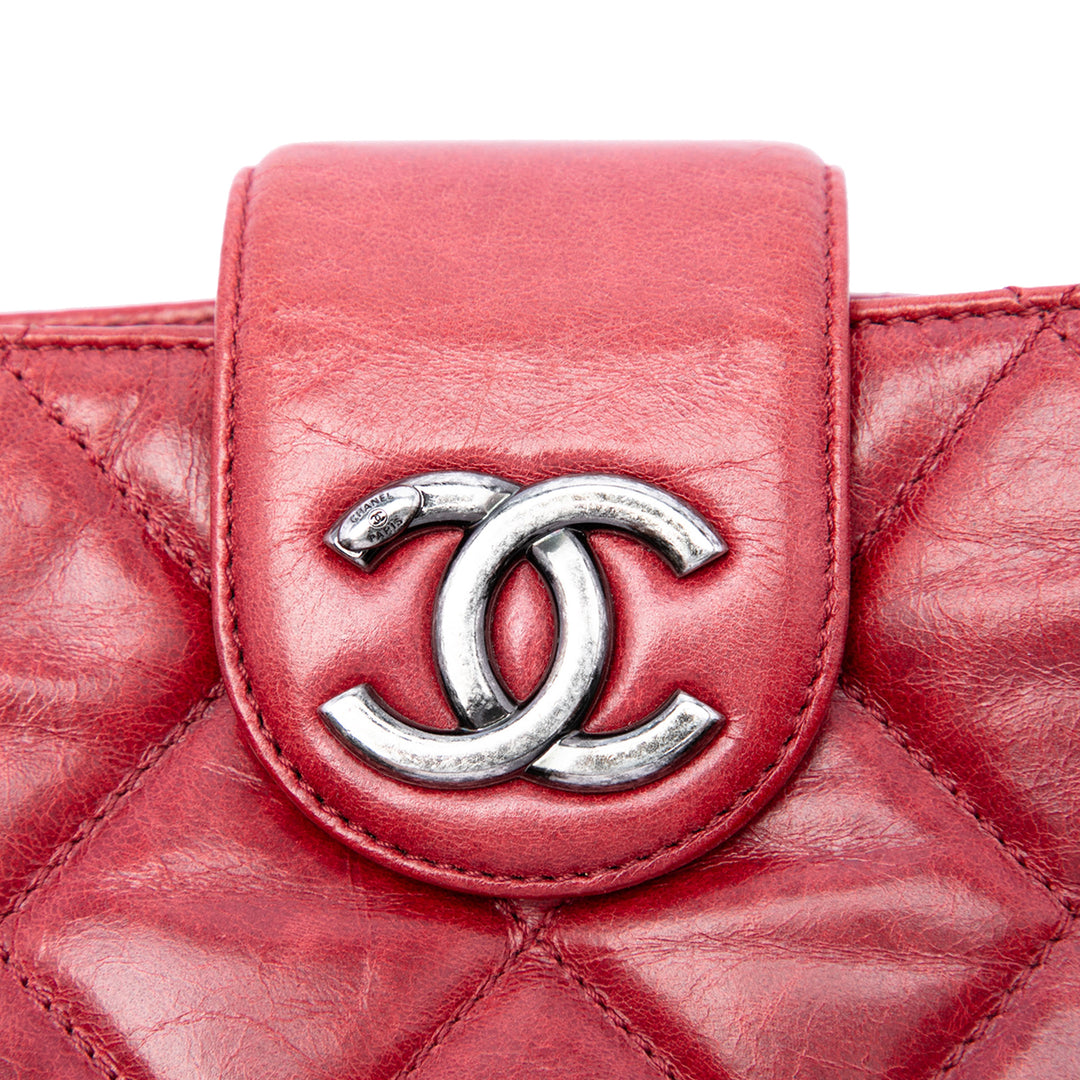 Matelassé Glacé Coco Pleats Chaîne Pochette Cuir de veau Rouge