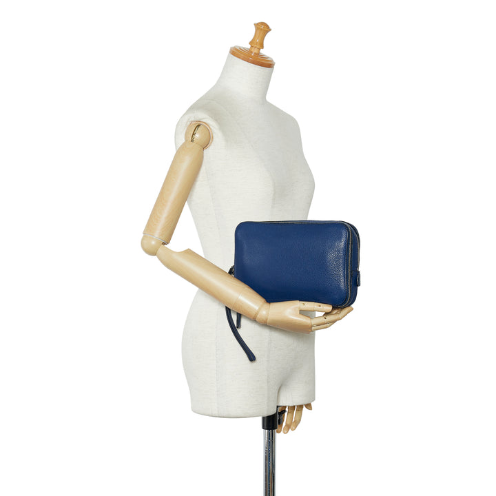 Vitello Daino Clutch Bag Blue - Gaby Paris