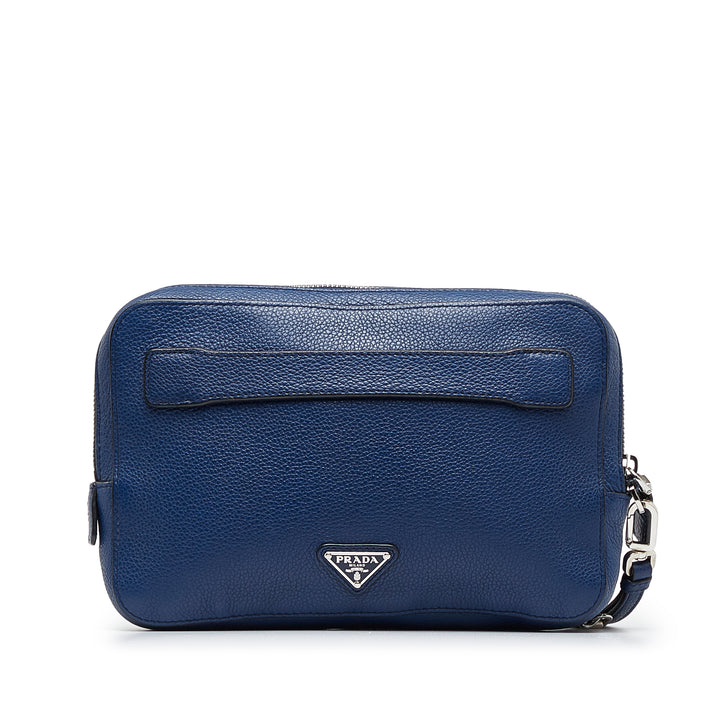 Vitello Daino Clutch Bag Blue - Gaby Paris