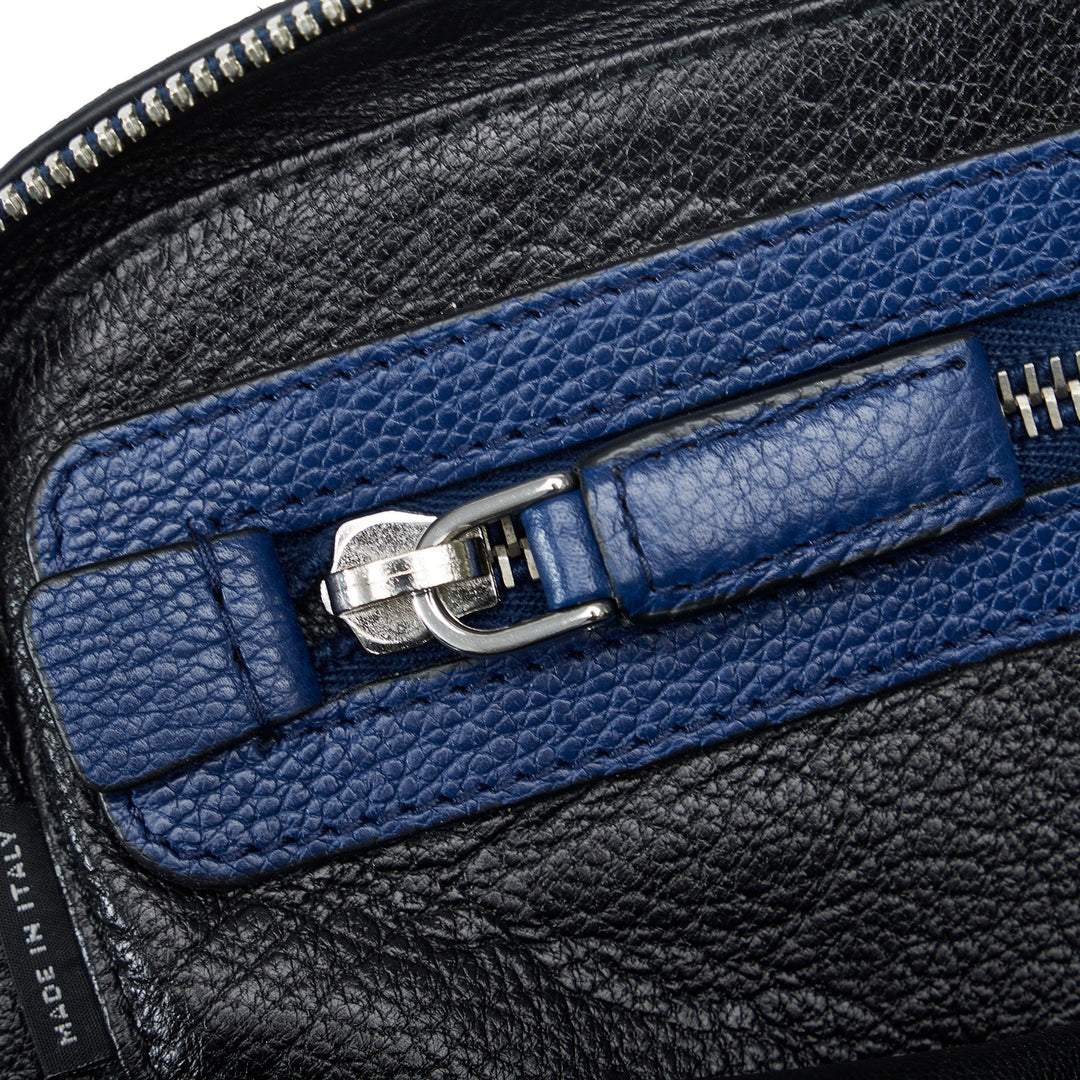 Vitello Daino Clutch Bag Blue - Gaby Paris