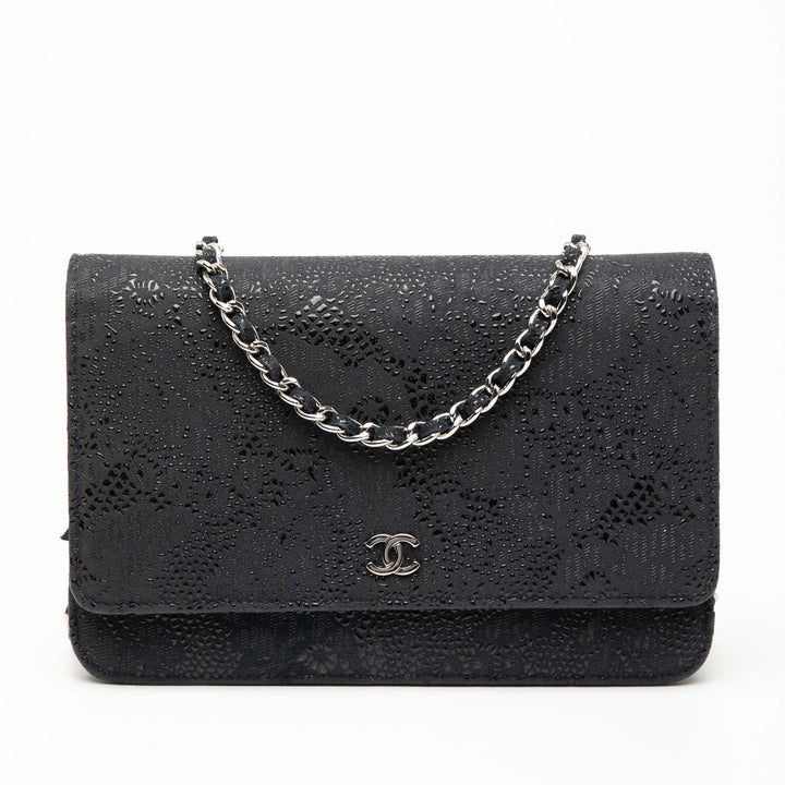 Chanel CC Lace Overlay Goatskin Wallet On Chain