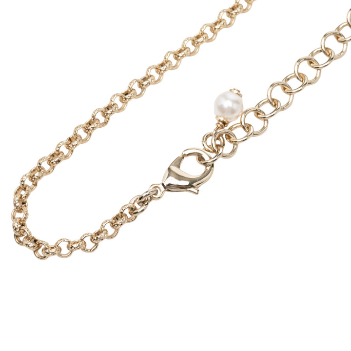 CC plaqué Strass Perles fantaisie Émail Heart Pendant Collier Doré