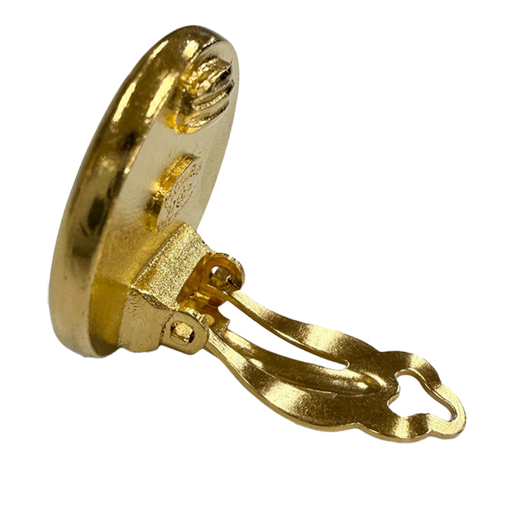plaqué Camellia Rond À clip Boucles d'oreilles Doré