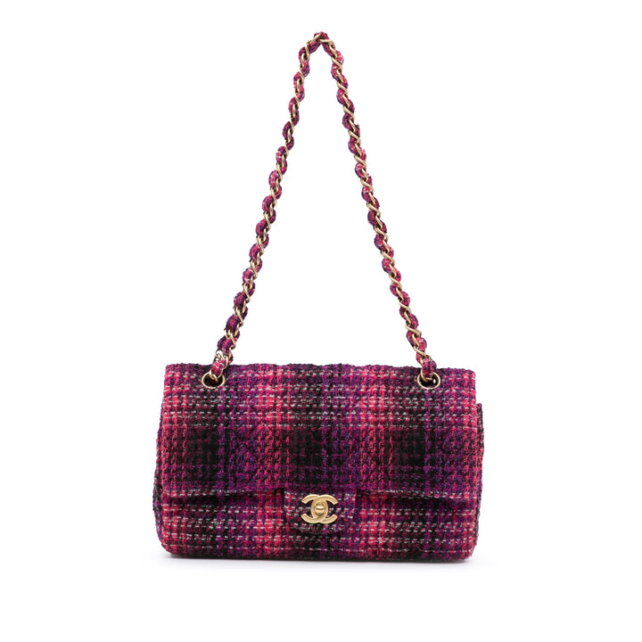 Medium Classic Tweed Double Flap Purple - Gaby Paris