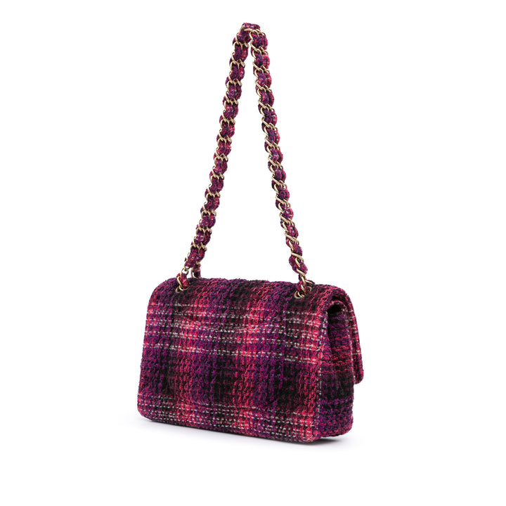 Medium Classic Tweed Double Flap Purple - Gaby Paris