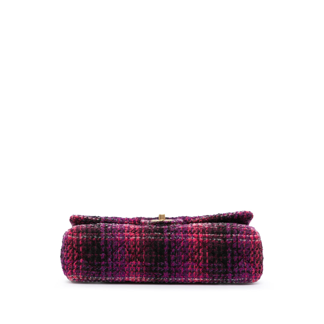 Medium Classic Tweed Double Flap Purple - Gaby Paris