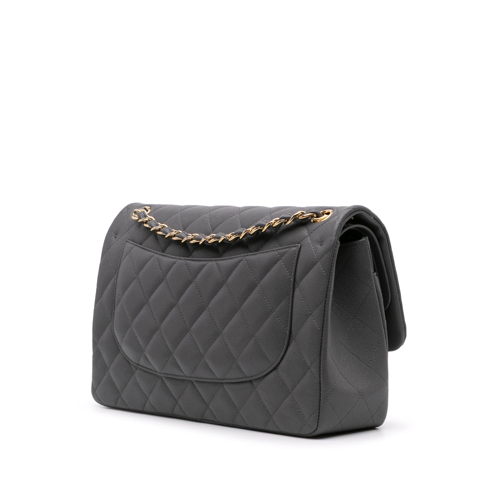 Jumbo Classic Caviar Double Flap Gray - Gaby Paris