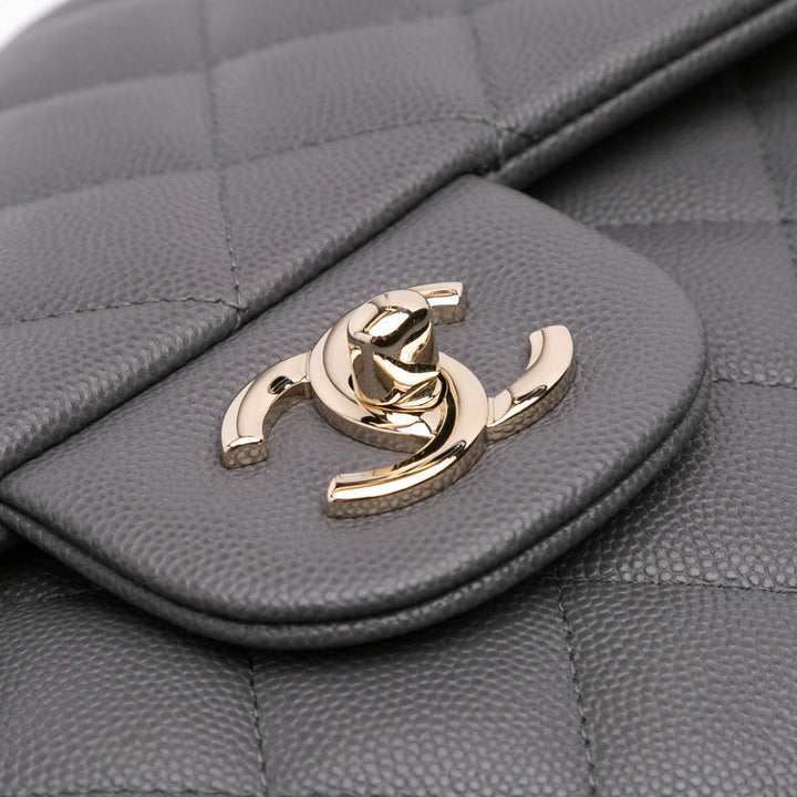 Jumbo Classic Caviar Double Flap Gray - Gaby Paris