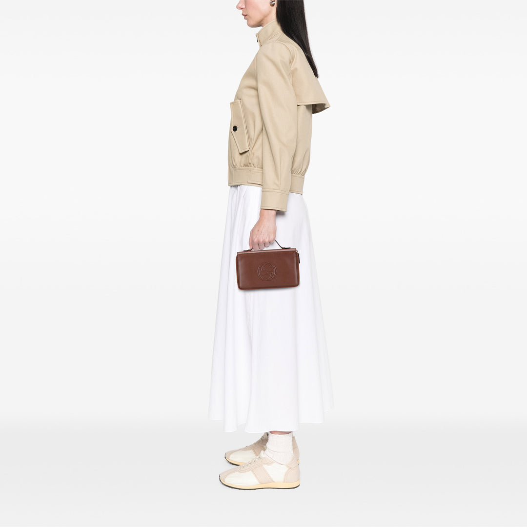 Gucci Pebbled Cuir de veau Soho Travel Document Étui Marron