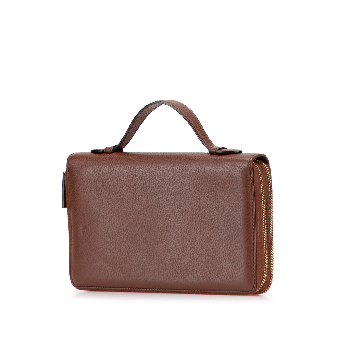 Gucci Pebbled Cuir de veau Soho Travel Document Étui Marron