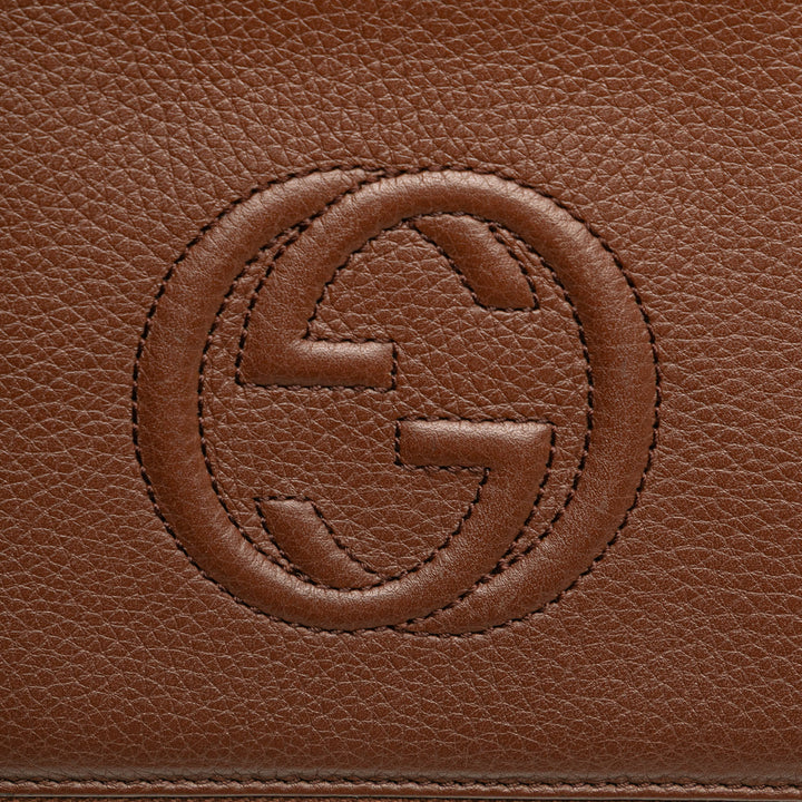 Gucci Pebbled Cuir de veau Soho Travel Document Étui Marron